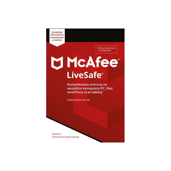 McAfee Live Safe bez limitu stanowisk na 1 rok